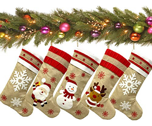 Christmas Stockings 5 Pack For Family 19 Large Burla...