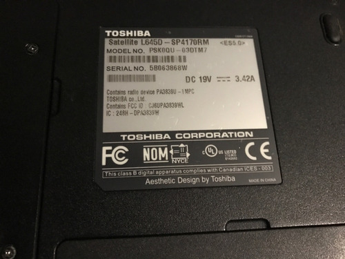 Laptop Toshiba Satellite L645d Piezas