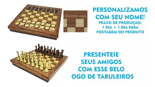 Jogo de Damas com Peças e Tabuleiro em Mdf Madeira Adesivado