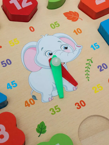 Juguete Reloj De Madera Encaje Educativo Numeros Niños 3 Pzs Color Diseño Al Azar