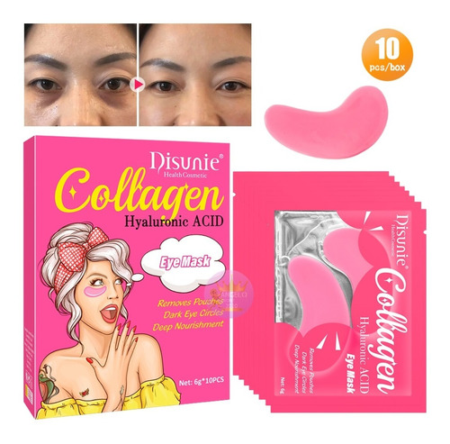 Parches Anti Ojeras Con Colágeno Y Ácido Hialurónico 10pcs