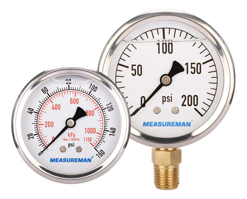 Medidor Presion Relleno Glicerina Psi Kpa  Npt Centro Medida