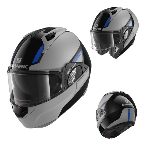 Casco Moto Abatible Shark Evo Gt Sean Gris/ Azul Sin Caja