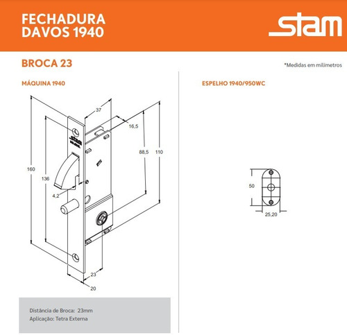 Fechadura 1940 Tetra Porta De Correr Bico Papagaio Inox Stam