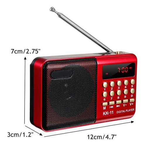 Imagen 3 de 6 de Mini Reproductor De Música Portátil Con Altavoz De Radio Fm
