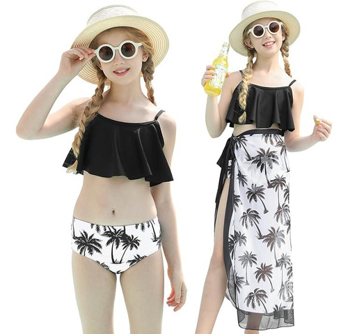 Trajes De Baño Para Niñas, Conjunto De Bikini De 3 Piezas