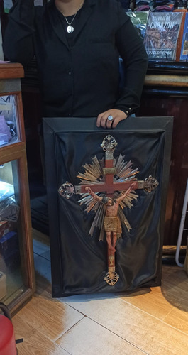 Cruz Crucifijo Madera Alpaca Tradicional Retablo 70 X 45 Cm
