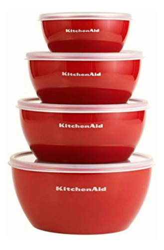 Kitchenaid Classic 4 Tazones Con Tapa (8, 16,24 & 32oz) Red