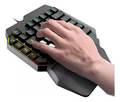 Mini Teclado Gamer Uma Mão - Compacto Ergonômico Para Jogos