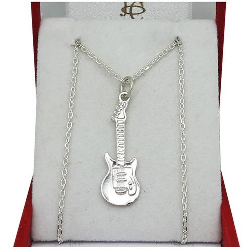 Conjunto De Plata 925 Cadena Forcet Y Guitarra Jazz Blues 