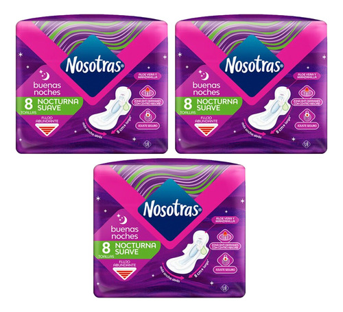 Pack 3x2 Toallas Femeninas Nosotras® Nocturna X 8 Unidades