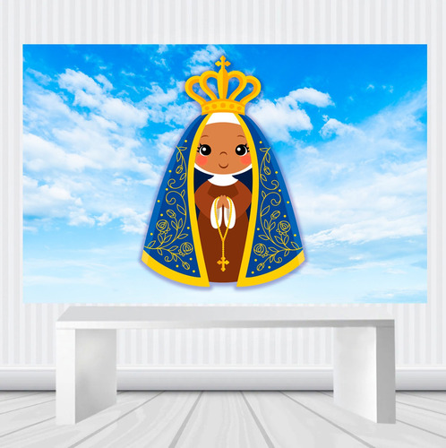 Painel Em Lona Nossa Senhora Aparecida Cute 100cm X 65cm