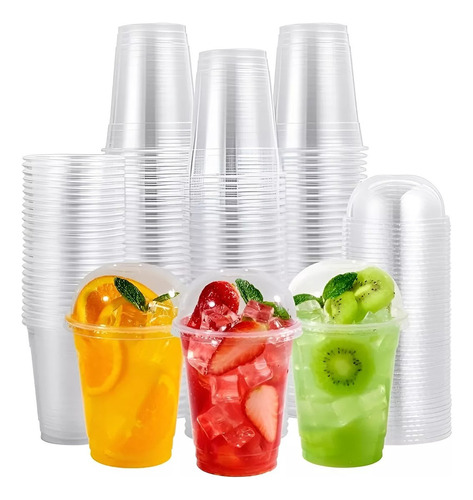 100 Vaso Desechable Plastico Vaso Con Tapa Domo Con Hoyo 12oz Vasos Plasticos Desechables Vasos Para Bebidas Juego De Vasos Descartables Vasos Grande Vasos Plásticos Pasteleriacl