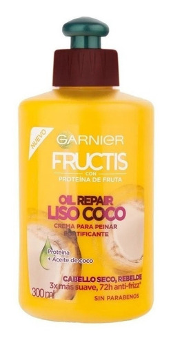 Imagen 1 de 3 de Crema Para Peinar Garnier Fructis Oil Repair 3 Liso Coco