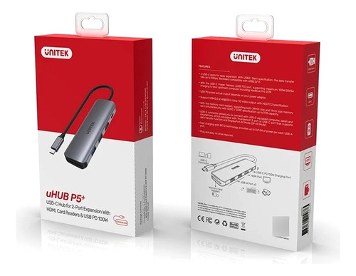 Hub Usb-c P5+ (6 En 1) 2 Puertos Usb 3.1+hdmi+usb-c+tarjetas