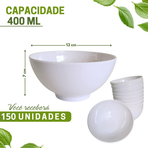 150 Tigelas Cumbuca Resistente 400ml Melamine Caldo Sopa