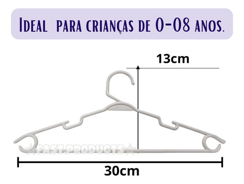 Cabide Infantil Branco Kit 50 Unidades.