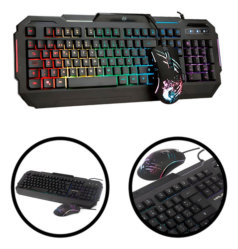 Oferta! Kit Teclado Y Mouse Halion Gamer Tornado Ha-818c Rgb