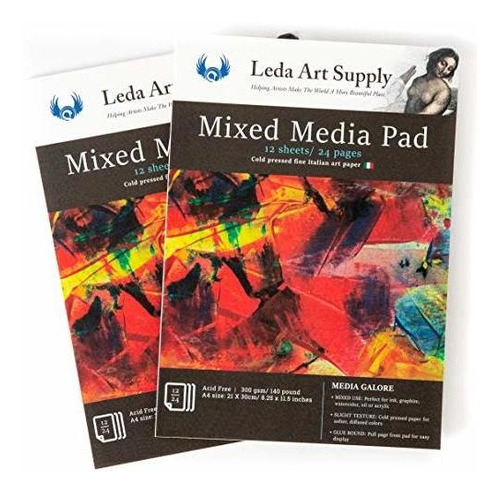 Leda Art Supply Mixed-media Pad 2 Pack (total 24 Sheets) For