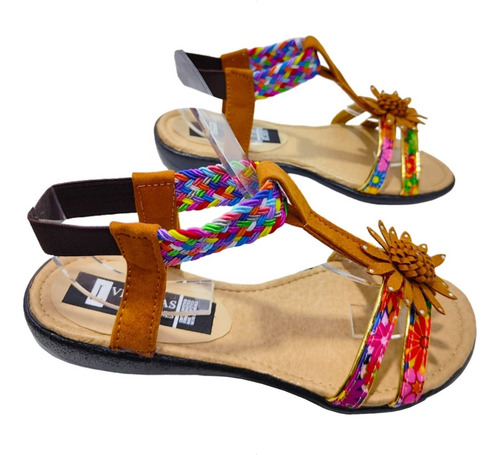 Huarache Sandalia Resorte Tira Colores Combinable Con Flor