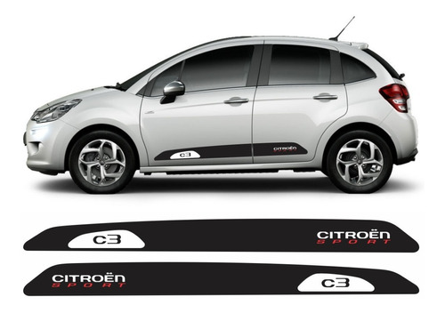 Par Adesivos Faixa Compatível Citroen C3 Sport - Cores