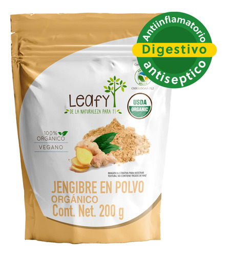 Jengibre Orgánico En Polvo 200g Leafy