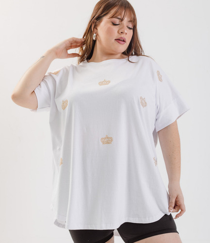 Remeron Oversize Mujer Jersey Liso Con Strass Talles Grandes