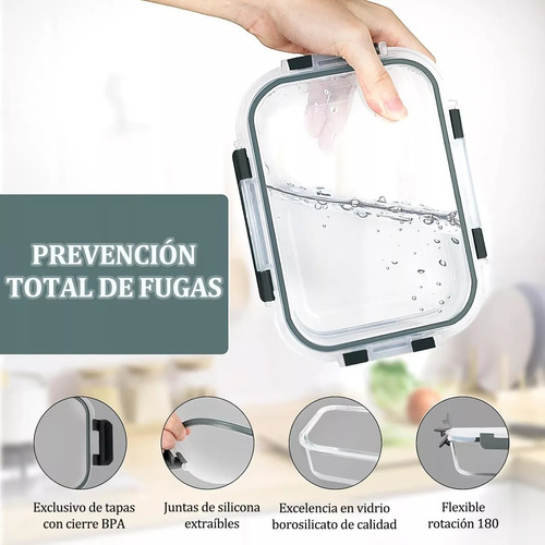 Set 10 Recipiente Hermetico Contenedor De Vidrio Alimentos