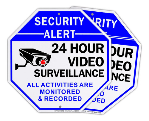 Paquete De 2 Letreros De Vigilancia De Video, 10 X 10 Pulga