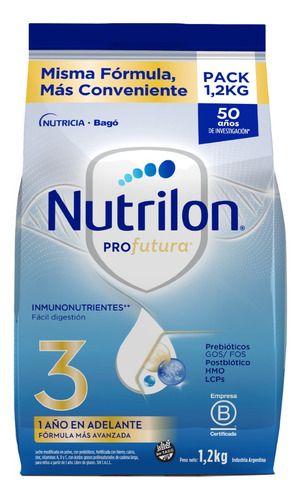 Leche Nutrilon Profutura 3 Polvo Pack Economico X 1,2 Kg