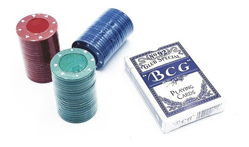 Juego Poker Set 60 Fichas De 3 Colores + Baraja Bcg No 92