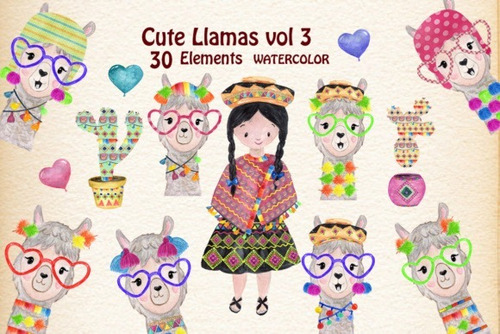 Kit Imágenes Digitales Llamas Acuarela 508144