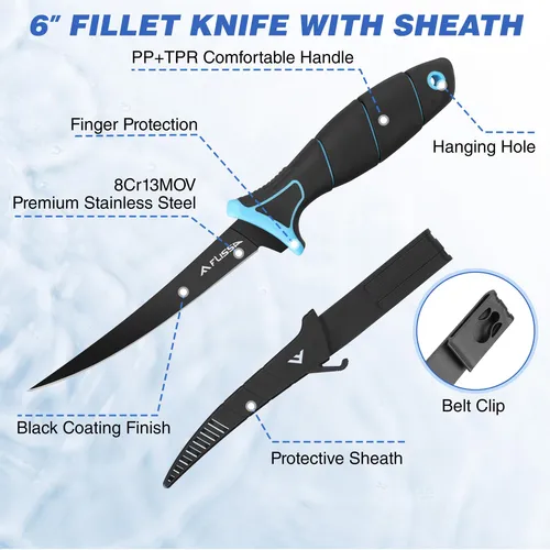 Juego De 4 Filetes De Pescado Con Cuchillo Y Afilador 24 X 1