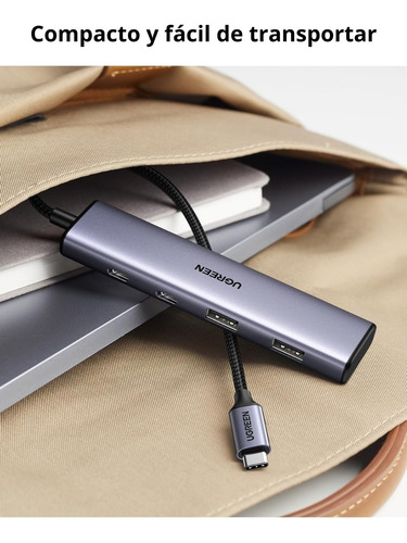 Hub Usb-c 4 En 1 Cm473 Ugreen 2 Usb-a 3.0 Y 2 Usb-c 5gbps