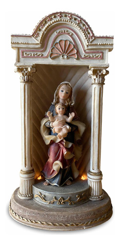 Figura De Yeso Virgen María Y El Niño Jesús