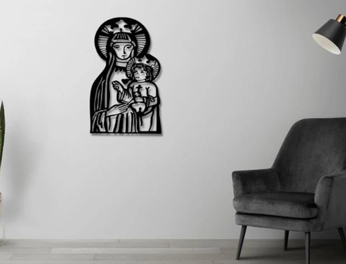 Cuadro Decorativo Religioso Virgen Maria Niño En Madera 
