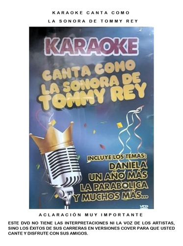 Dvd Karaoke Canta Como  La Sonora De Tommy Rey