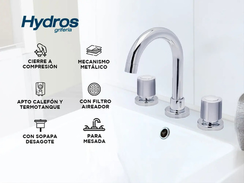 Griferia Baño Lavatorio Canilla Pico Alto Hydros Viva Cromo