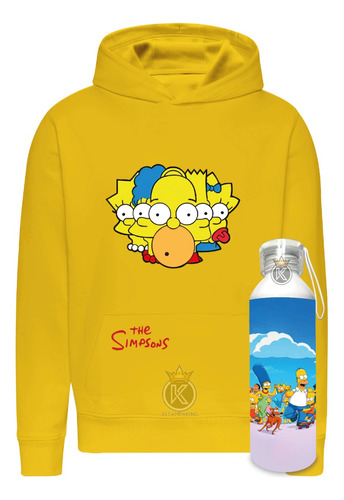 Poleron Los Simpson + Botella De Agua 750ml - The Simpsons - Familia - Estampaking