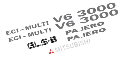 Kit Emblema Adesivo Mitsubishi Pajero 3000 Gls-b V6002 Fgc