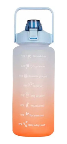 Imagen 1 de 5 de Termo Botella De Agua Motivacional Con Pitillo 2 Litros