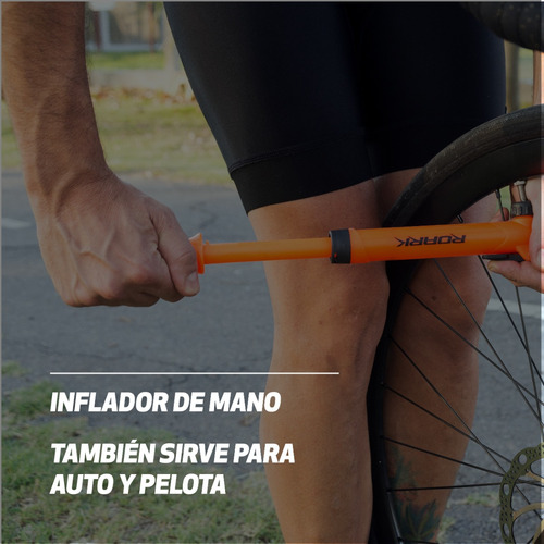 Inflador De Bicicleta Roark Doble Valvula Mtb 80psi Soporte