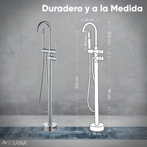 Solana Kit Tina De Baño Blanca Rectangular De Acrílico Slim 150x80x60 Cm + Grifo Independiente Tipo Cuello Cisne Monomando Silver / Kit De Lujo Completo Blanco/silver Para Cuarto De Baño