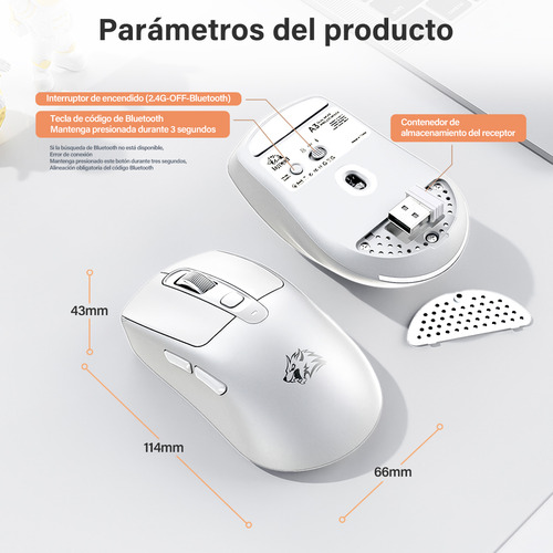 Ratón Portátil Bluetooth Dual Modo Inalámbrico A3