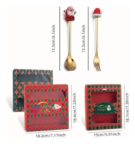 Juego De 6 Tenedores Y Cucharas Navideños, Vajilla Creativa