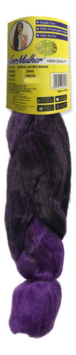 2 Jumbos Ombrés Ser Mulher + Kit 12 Anéis + Agulha Crochet Cor T1b/purple Preto/roxo