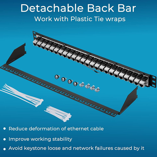 Panel Cat7 De 24 Puertos Con Soporte Keystone 10g En ...