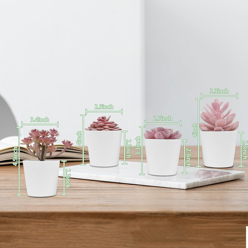 Juego De 4 Mini Macetas Artificiales Para Suculentas (rosa Y