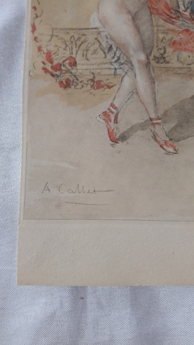 Grabado Orig. Erotico Color A.calbet 1937 Consuktar Stock (Usado)