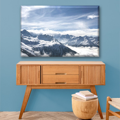 Cuadro Canva Decorativo Montañas En Invierno 90x60 Cm